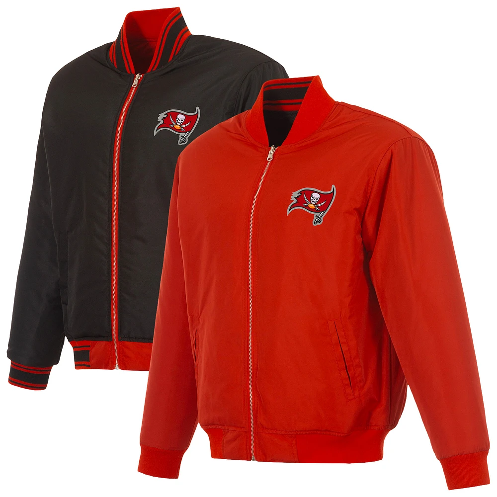 Men's JH Design Red/Black Tampa Bay Buccaneers Full-Zip Reversible Flight Jacket