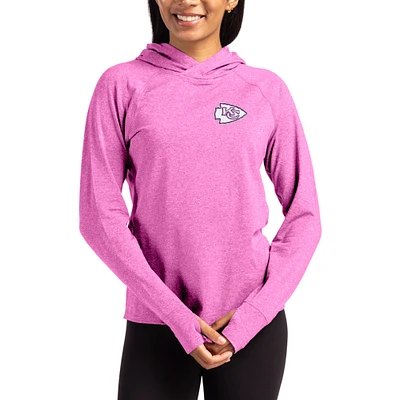 Women's Cutter & Buck Pink Kansas City Chiefs Tonal Logo Adapt Knit Recycled Raglan Pullover Hoodie