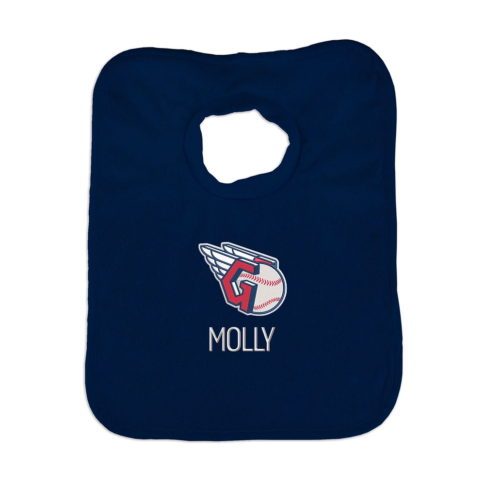 Infant Chad & Jake Navy Cleveland Guardians Personalized Primary Logo Bib