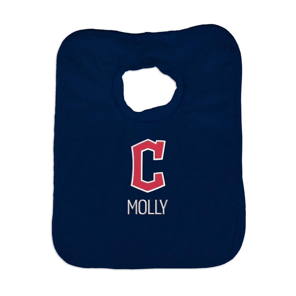 Infant Chad & Jake Navy Cleveland Guardians Personalized Block C Bib