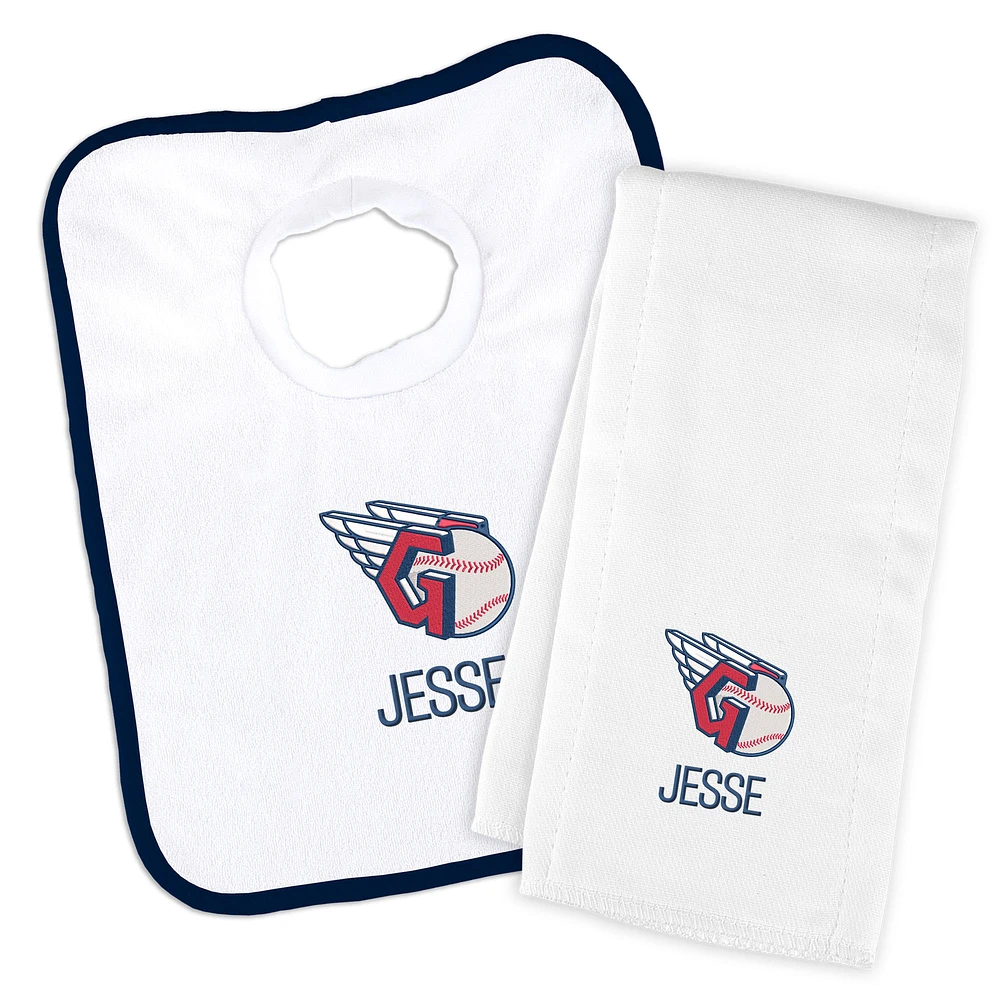 Infant Chad & Jake Cleveland Guardians Personalized Primary Logo Bib & Burp Cloth Set