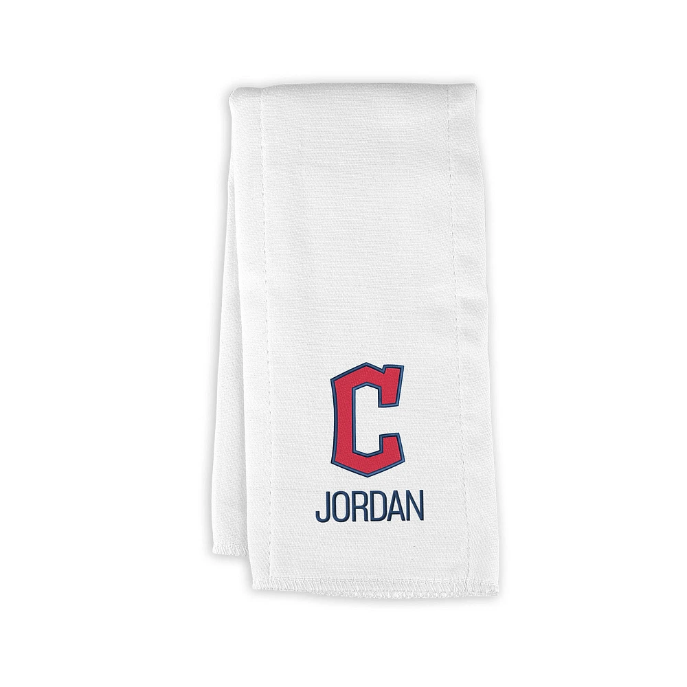 Infant Chad & Jake White Cleveland Guardians Personalized Block C Burp Cloth