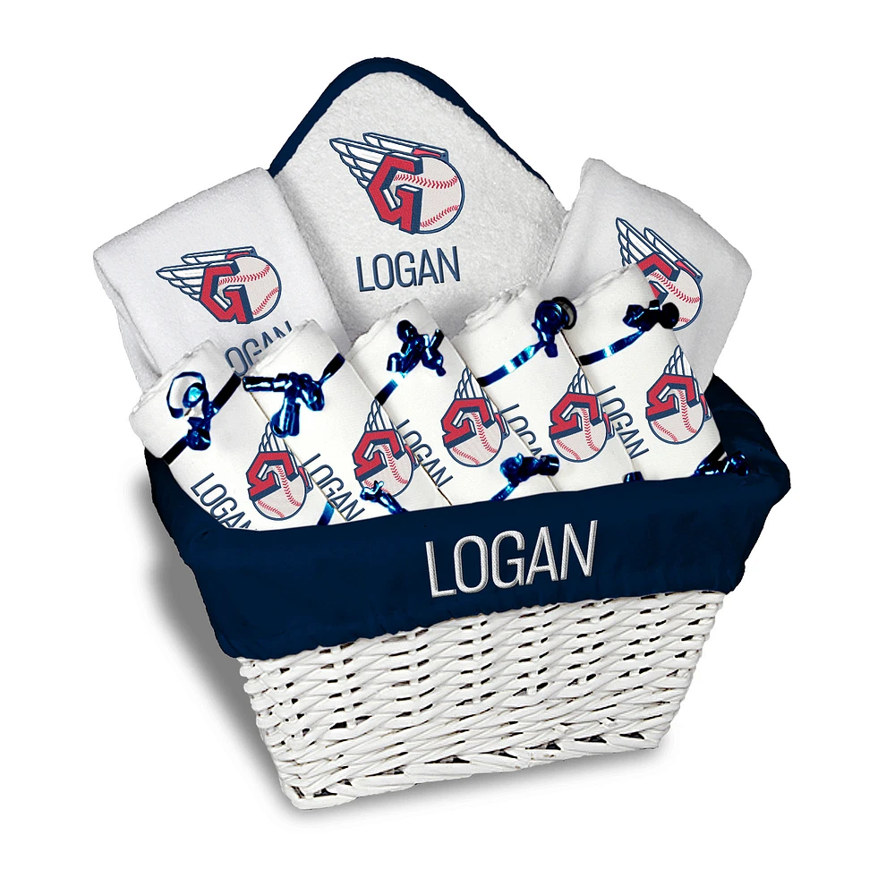 Chad & Jake Navy Cleveland Guardians Personalized Primary Logo Large Gift Basket