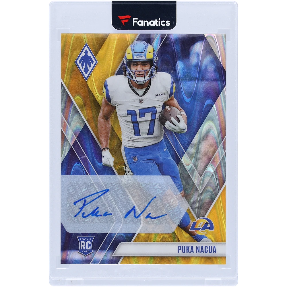 Puka Nacua Los Angeles Rams Autographed 2023 Panini Phoenix Gold Lava Prizm #200 #1/1 Rookie Card