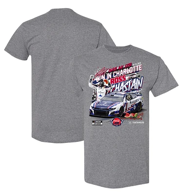 Men's Checkered Flag Sports Heather Charcoal Ross Chastain 2025 Coca-Cola 600 Race Winner T-Shirt