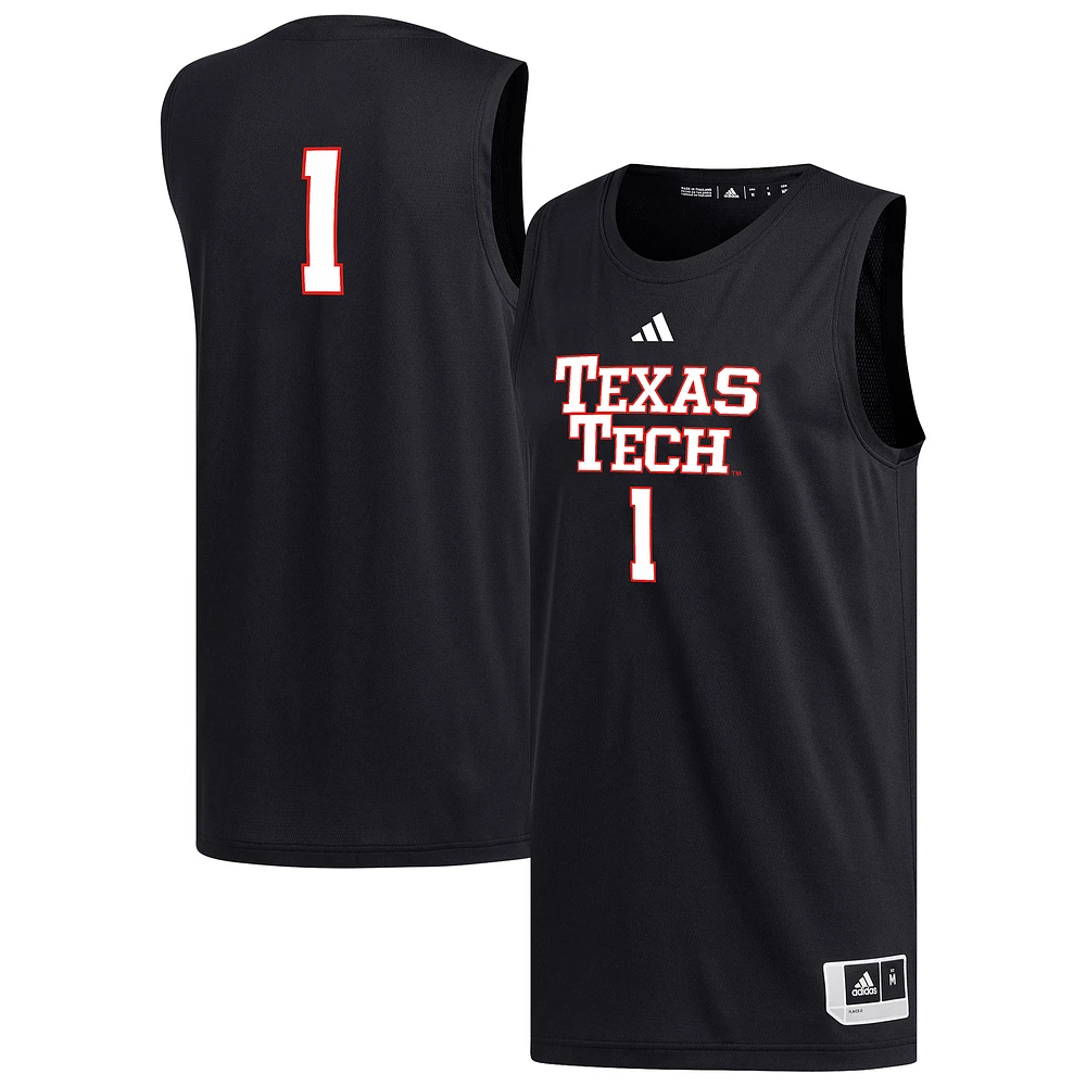Men's adidas #1 Black Texas Tech Red Raiders Replica Basketball Jersey
