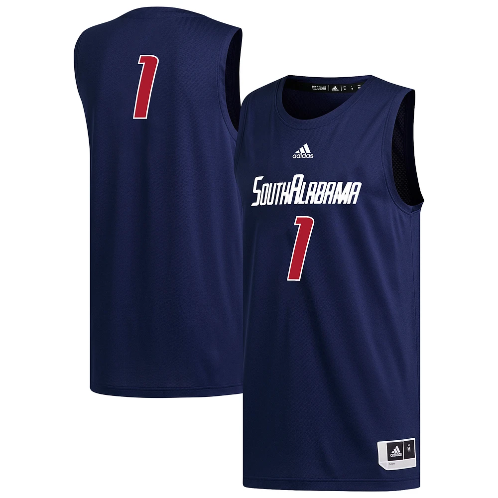 Men's adidas #1 Navy South Alabama Jaguars Replica Basketball Jersey