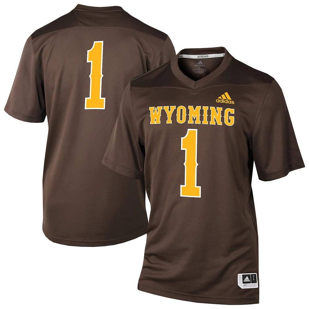 Men's adidas #1 Brown Wyoming Cowboys Replica Football Jersey