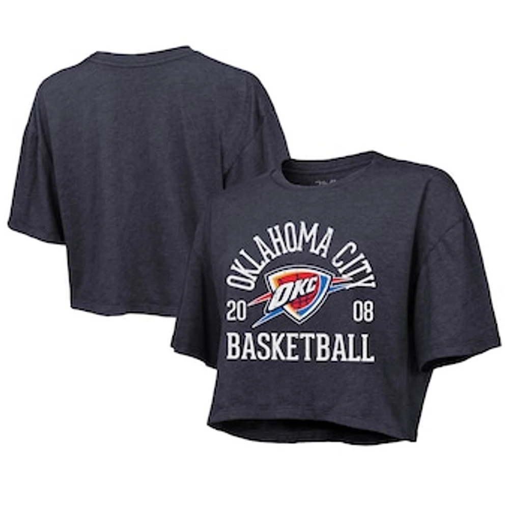 Women's Majestic Threads Navy Oklahoma City Thunder Boxy Crop Top