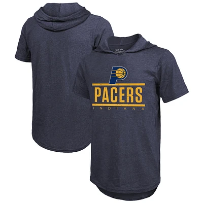 Men's Majestic Threads Navy Indiana Pacers Tri-Blend Hoodie T-Shirt
