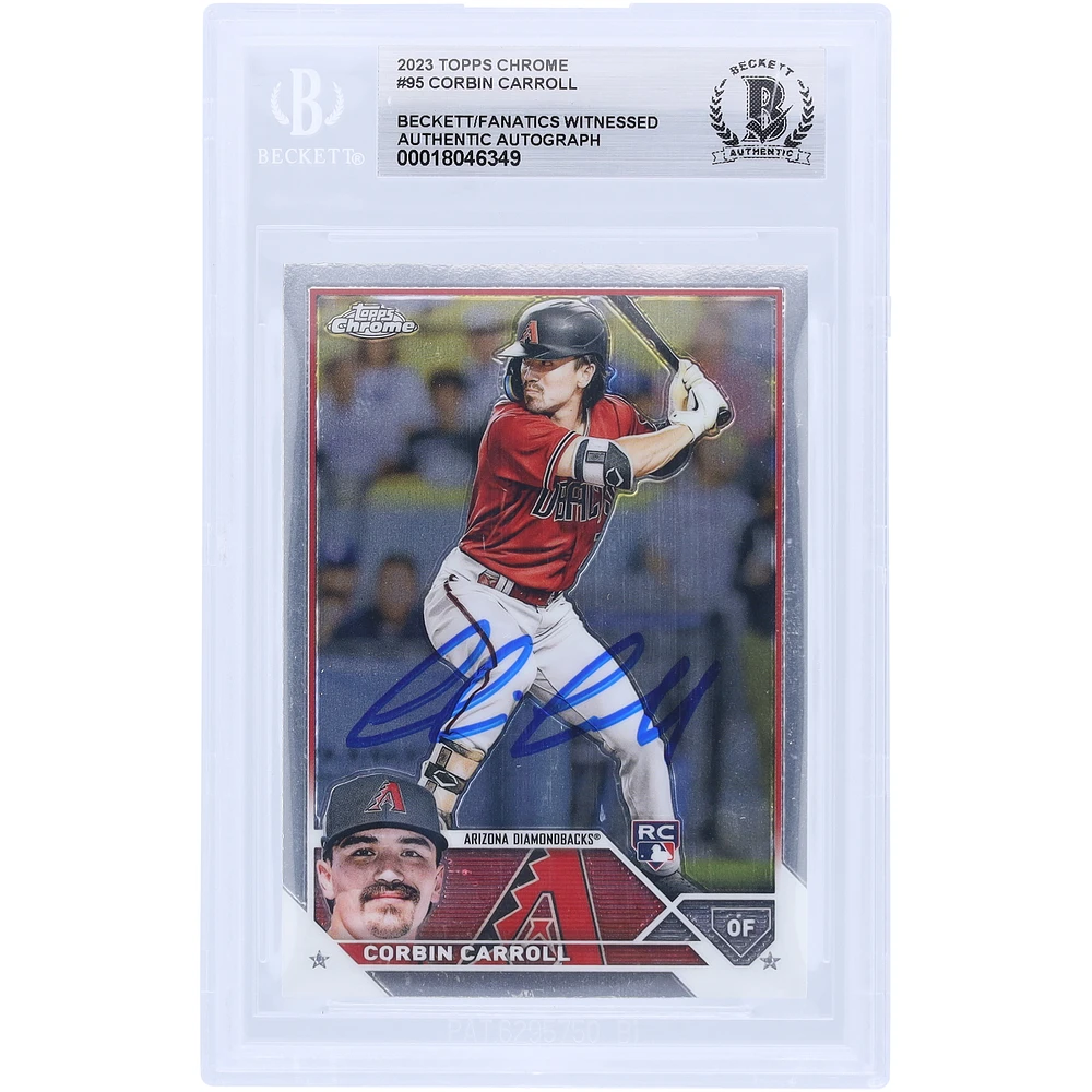 Corbin Carroll Arizona Diamondbacks Autographed 2023 Topps Chrome #95 Beckett Fanatics Witnessed Authenticated Rookie Card