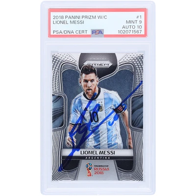 Lionel Messi Argentina National Team Autographed 2018 Panini Prizm World Cup Russia #1 PSA Authenticated 9/10 Card