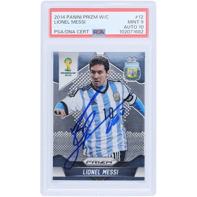 Lionel Messi Argentina National Team Autographed 2014 Panini Prizm World Cup Brasil #12 PSA Authenticated 9/10 Card