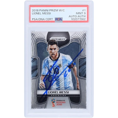 Lionel Messi Argentina National Team Autographed 2018 Panini Prizm World Cup Russia #1 PSA Authenticated Mint 9 Card