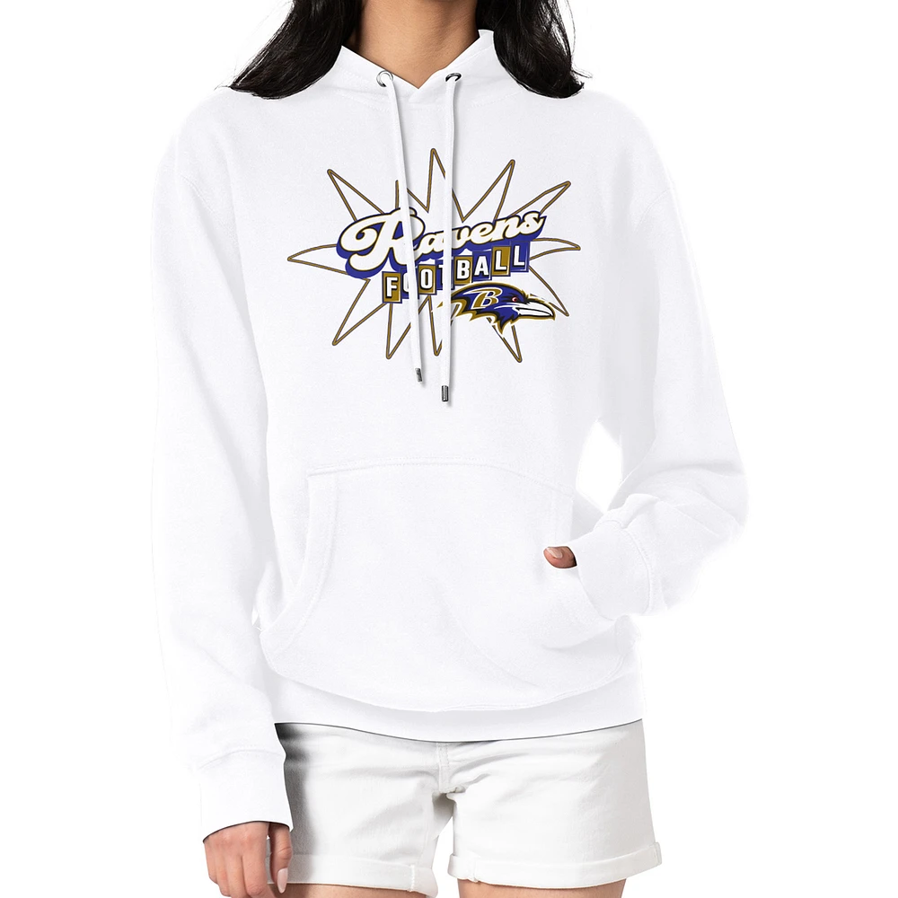 Women's Starter White Baltimore Ravens Drive-In Sign Pullover Hoodie