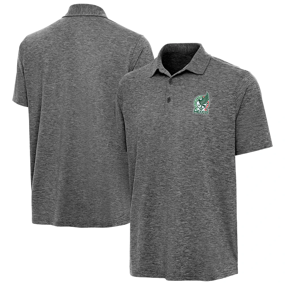 Men's Antigua Heather Black Mexico National Team Triple Shot Polo