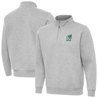 Men's Antigua Heather Gray Mexico National Team Landslide Quarter-Zip Pullover