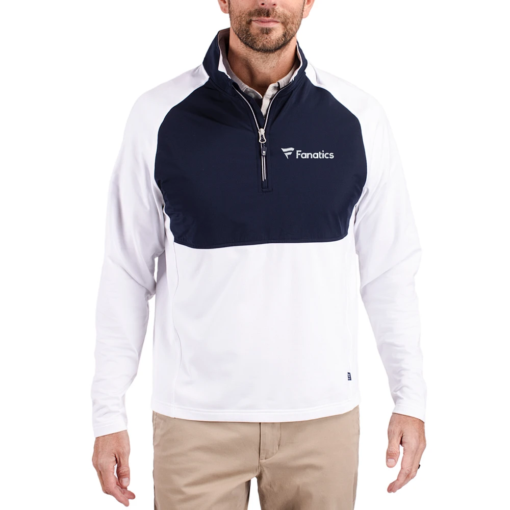 Men's Cutter & Buck White Fanatics Corporate Adapt Eco Knit Hybrid Quarter-Zip Pullover