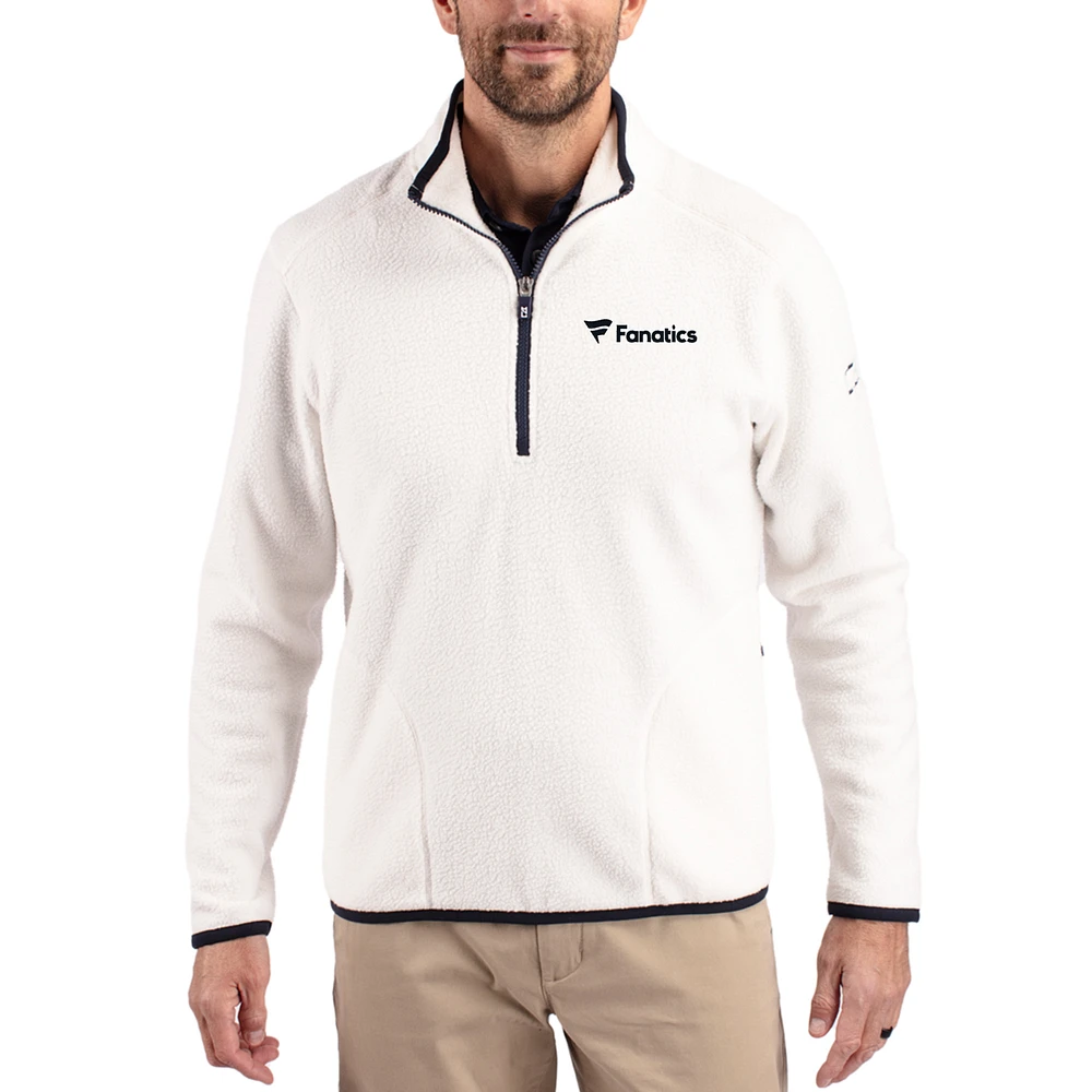 Men's Cutter & Buck Oatmeal Fanatics Corporate Cascade Eco Sherpa Fleece Quarter-Zip Jacket