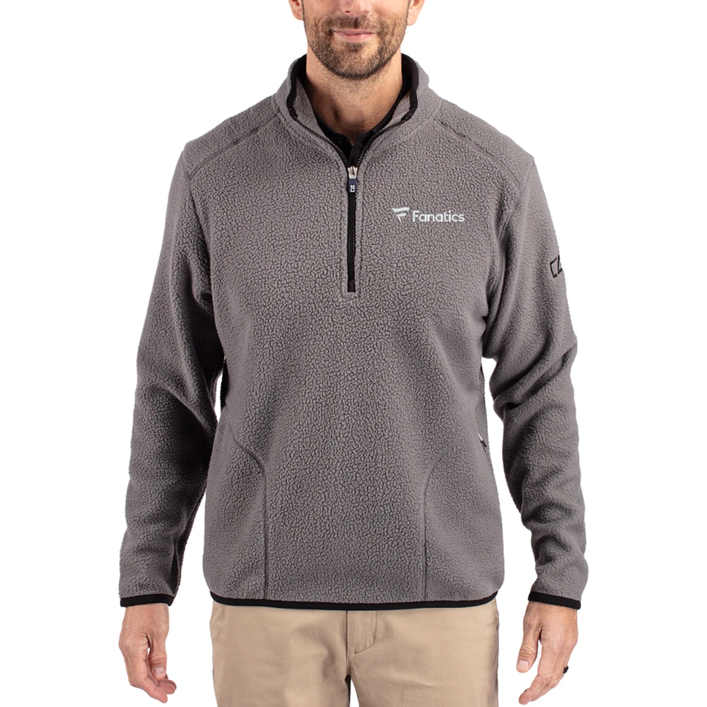 Men's Cutter & Buck Gray Fanatics Corporate Cascade Eco Sherpa Fleece Quarter-Zip Jacket