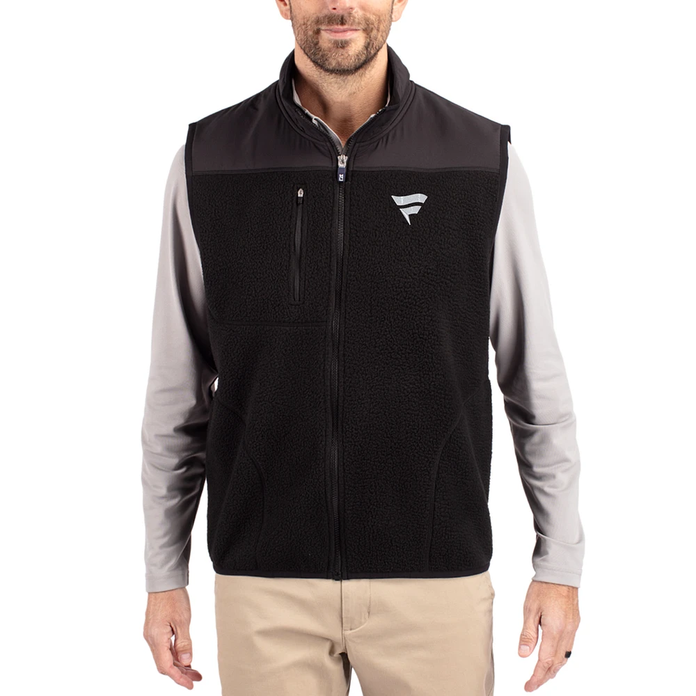 Men's Cutter & Buck Black Fanatics Corporate Cascade Eco Fleece Full-Zip Vest
