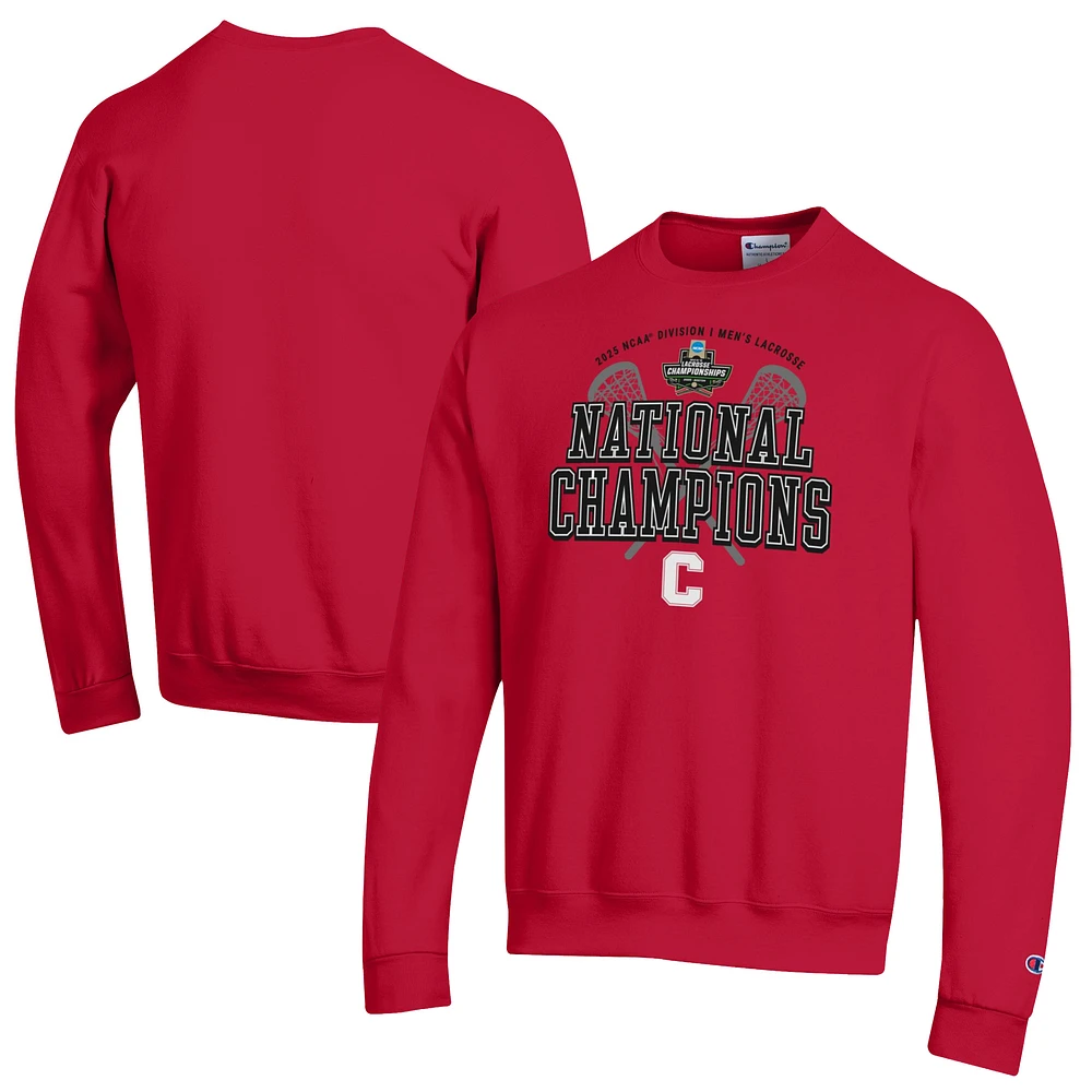Men's Champion Red Cornell Big 2025 NCAA Lacrosse National Champions Eco Powerblend Sweatshirt