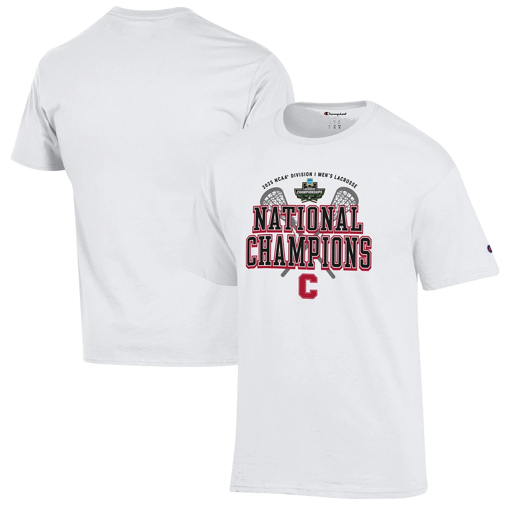 Men's Champion White Cornell Big Red 2025 NCAA Lacrosse National Champions Jersey T-Shirt