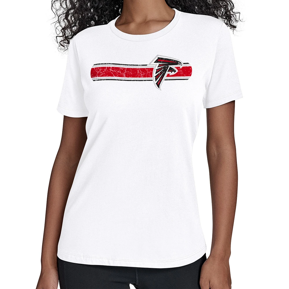 Women's Starter White Atlanta Falcons Team Stripe T-Shirt