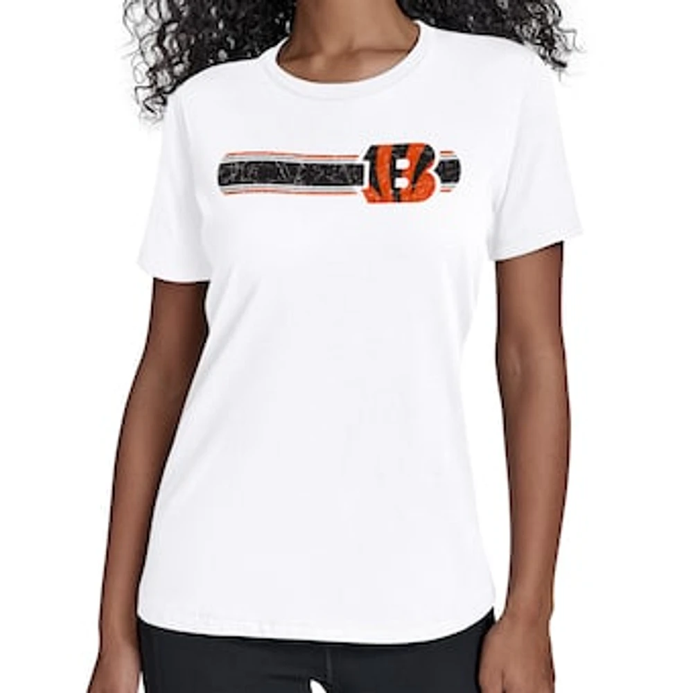 Women's Starter White Cincinnati Bengals Team Stripe T-Shirt