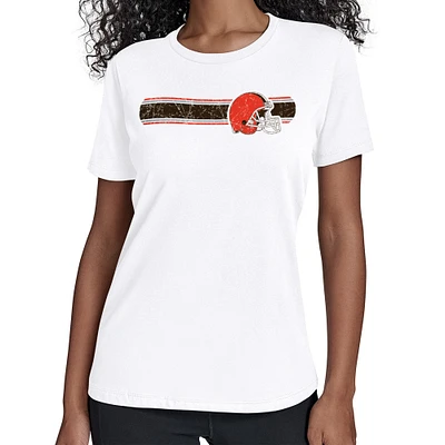 Women's Starter White Cleveland Browns Team Stripe T-Shirt
