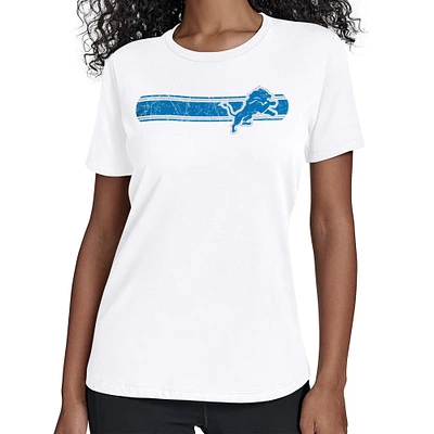 Women's Starter White Detroit Lions Team Stripe T-Shirt