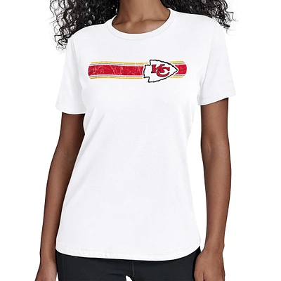 Women's Starter White Kansas City Chiefs Team Stripe T-Shirt