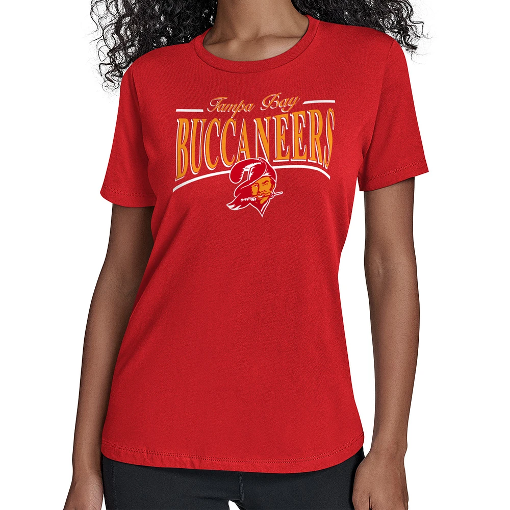 Women's Starter Red Tampa Bay Buccaneers Throwback Arch Stripe T-Shirt
