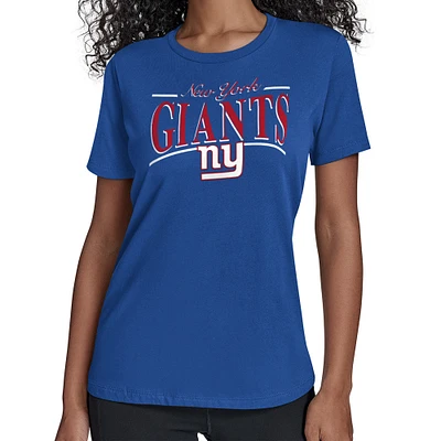 Women's Starter Royal New York Giants Arch Stripe T-Shirt