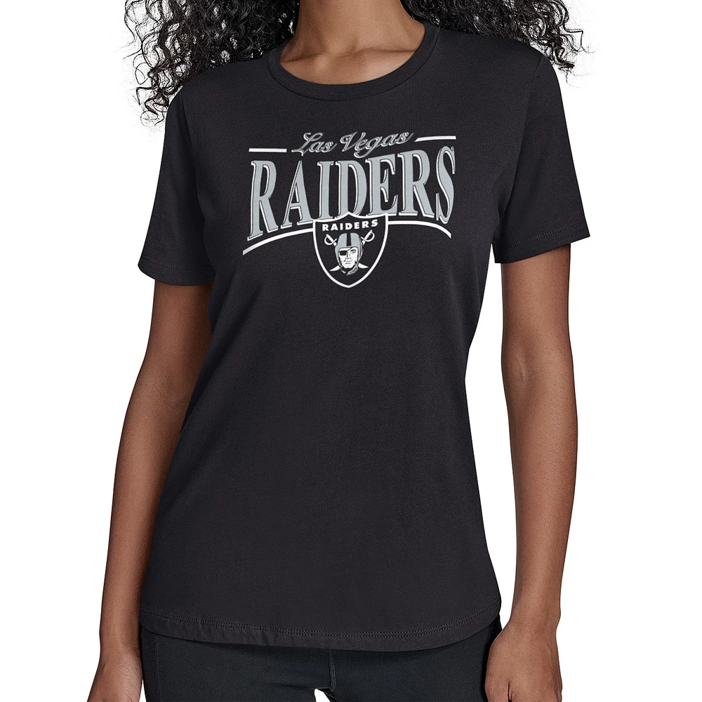 Women's Starter Black Las Vegas Raiders Arch Stripe T-Shirt