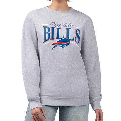 Women's Starter Gray Buffalo Bills Arch Stripe Fleece Pullover Sweatshirt
