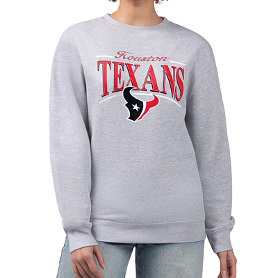 Women's Starter Gray Houston Texans Arch Stripe Fleece Pullover Sweatshirt