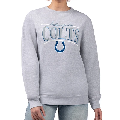 Women's Starter Gray Indianapolis Colts Arch Stripe Fleece Pullover Sweatshirt