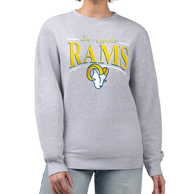Women's Starter Gray Los Angeles Rams Arch Stripe Fleece Pullover Sweatshirt