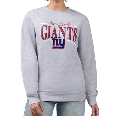 Women's Starter Gray New York Giants Arch Stripe Fleece Pullover Sweatshirt
