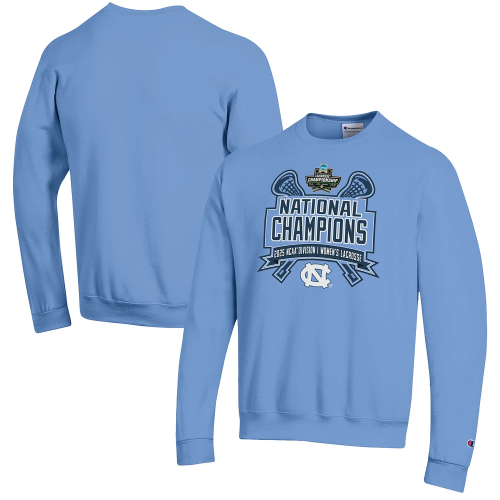 Men's Champion Carolina Blue North Tar Heels 2025 NCAA Women's Lacrosse National Champions Eco Powerblend Sweatshirt