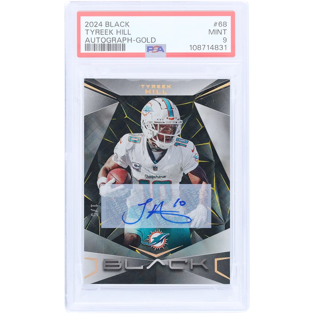 Tyreek Hill Miami Dolphins Autographed 2024 Panini Black Gold #68 #1/5 PSA Authenticated 9 Card