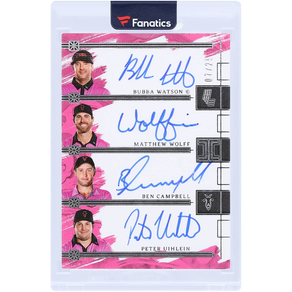 Bubba Watson, Matthew Wolff, Ben Campbell and Peter Uihlein RangeGoats GC Autographed 2024-25 Panini Impeccable LIV Golf Quad Auto #TQA-RAN #7/25 Card
