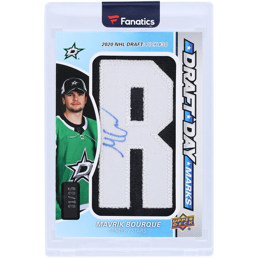 Mavrik Bourque Dallas Stars Autographed 2022-23 Upper Deck SP Game Used Draft Day Marks #DDM-BO #31/35 Rookie Card