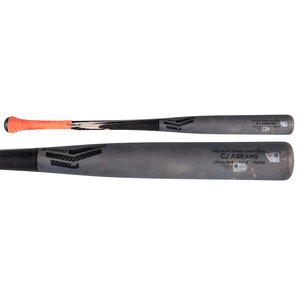CJ Abrams Washington Nationals Game-Used Gray Overfly Broken Bat vs. Philadelphia Phillies on April 30, 2025 - Single
