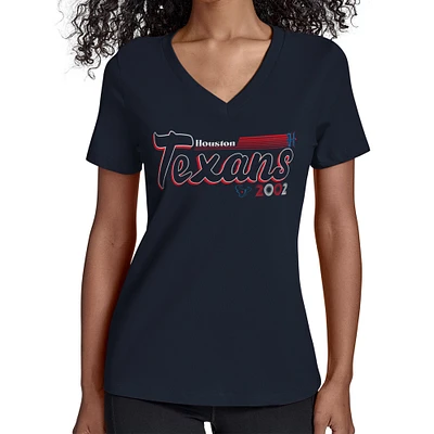 Women's Starter Navy Houston Texans Groovy Script V-Neck T-Shirt