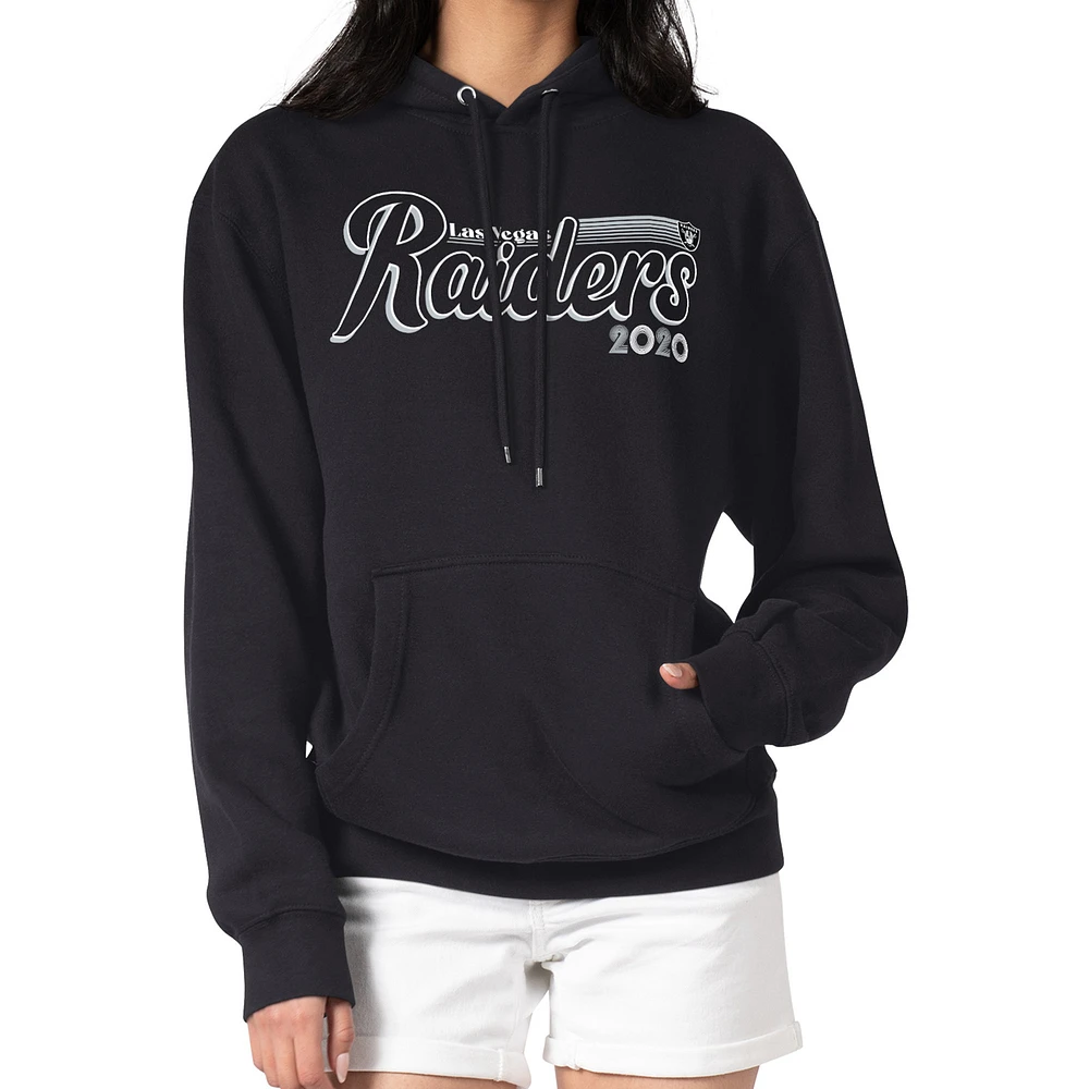 Women's Starter Black Las Vegas Raiders Groovy Script Pullover Hoodie