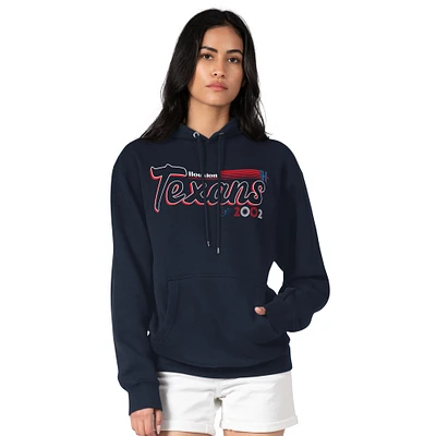 Women's Starter Navy Houston Texans Groovy Script Pullover Hoodie