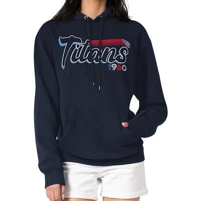Women's Starter Navy Tennessee Titans Groovy Script Pullover Hoodie