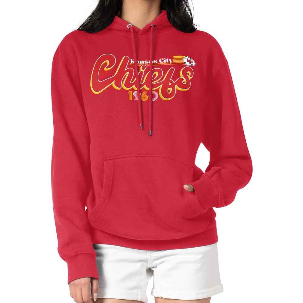 Women's Starter Red Kansas City Chiefs Groovy Script Pullover Hoodie